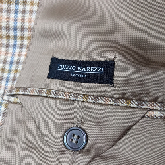 Sartoria Partenopea Sport Coat Silk Wool Linen Checked Multicolor 46R - Picture 7 of 15